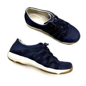 Dansko Womens Harlie Sneakers Womens Size 37 6.5/7 Navy Blue Suede Leather Shoes